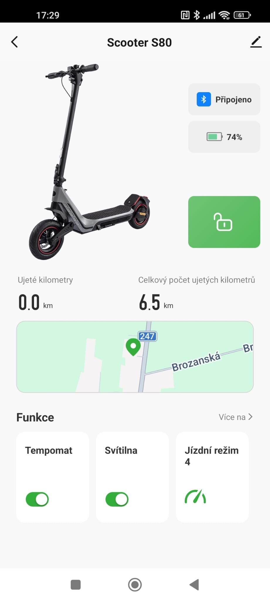 aplikace sencor home, recenze testado koloběžka scooter s80