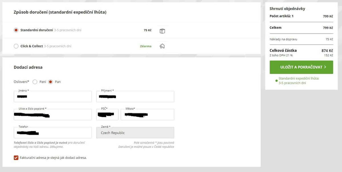 Hervis eshop - objednávka