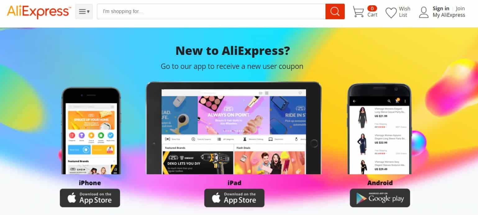 mobilní aplikace AliExpress