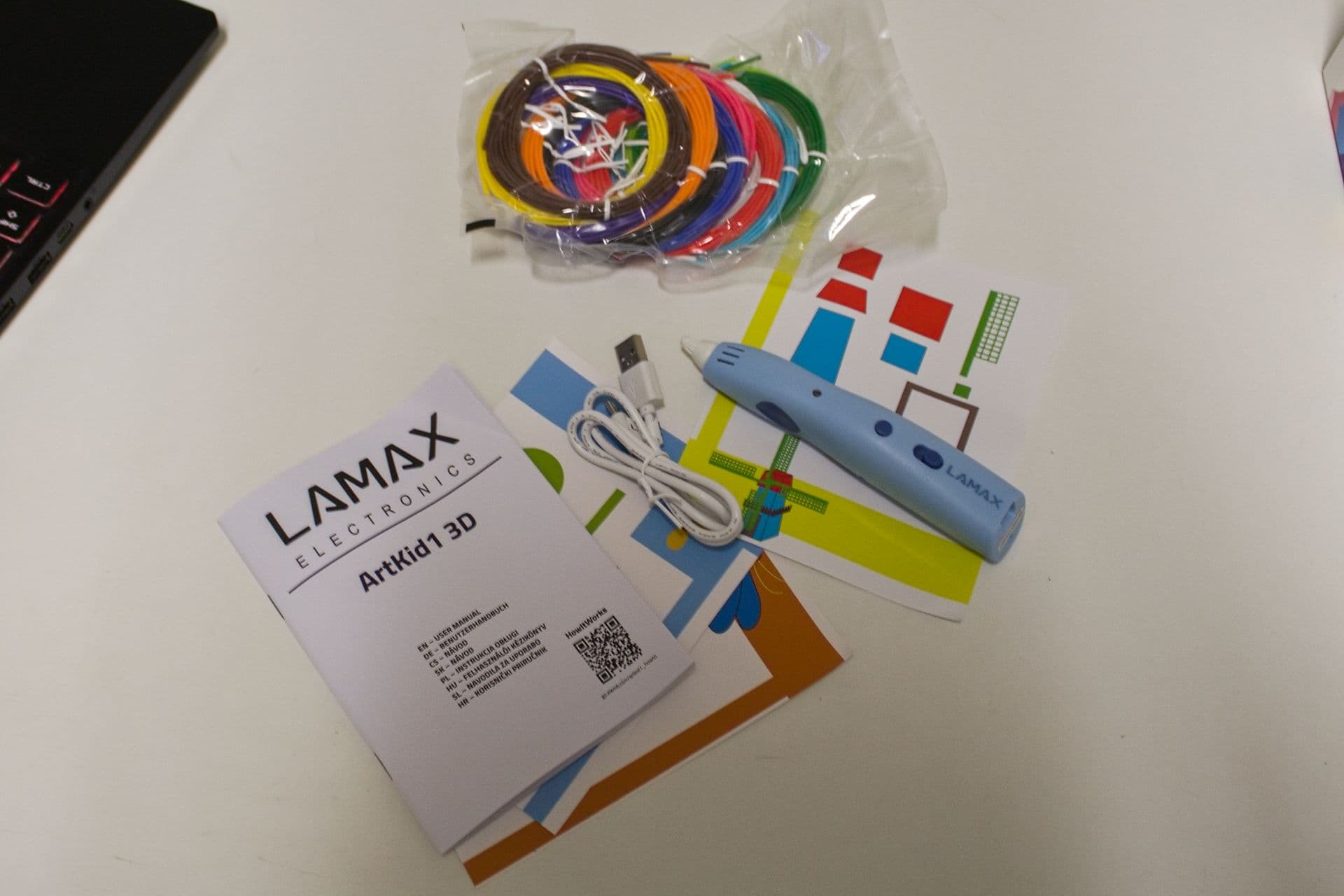 kompletní balení 3D pero LAMAX ArtKid1 3D Blue, recenze Testado