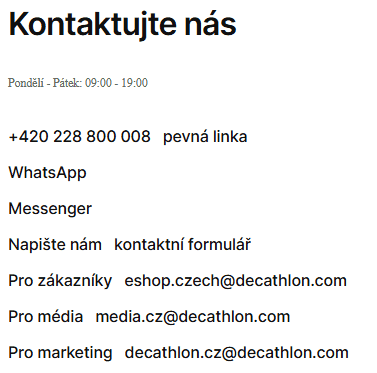 Decathlon e-shop kontakt