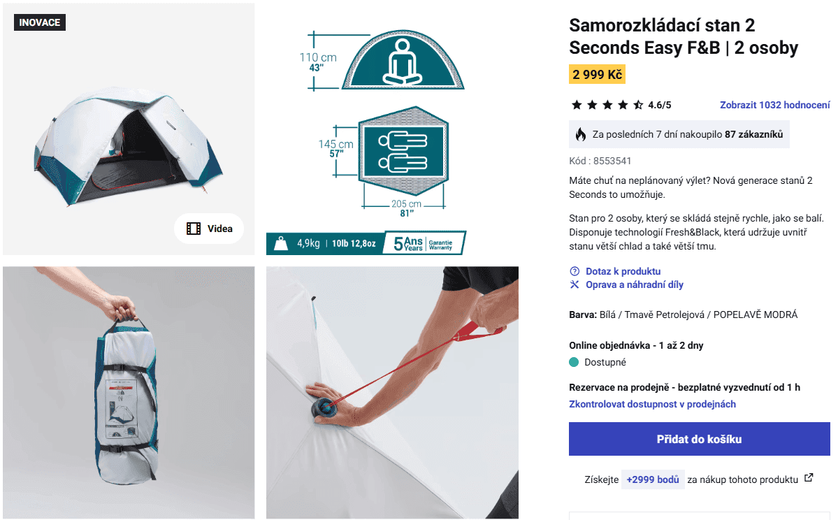 Decathlon e-shop stan