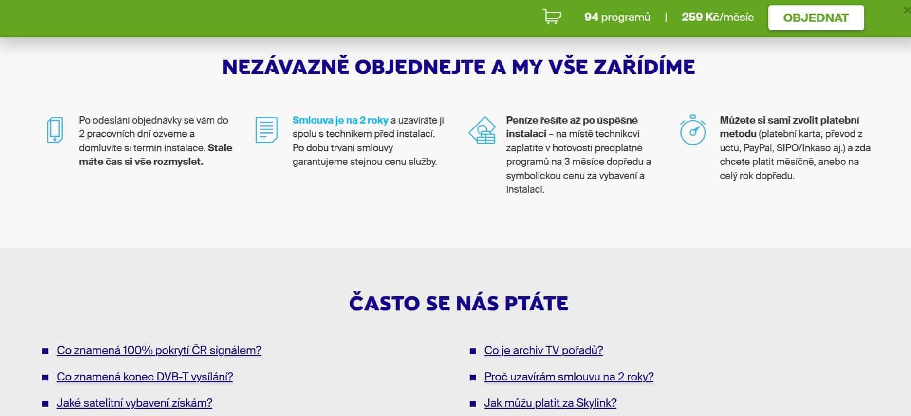 satelitní televize Skylink smlouva