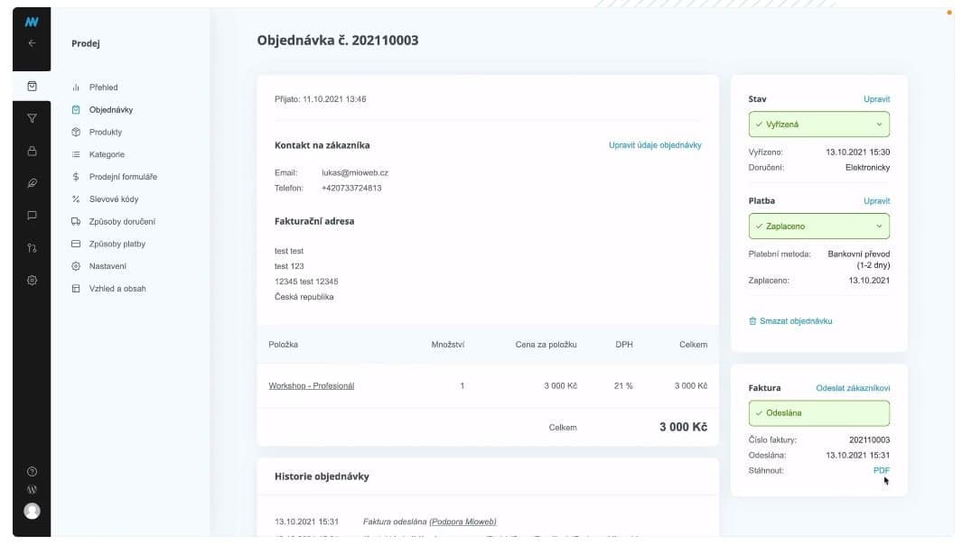 mioweb správa internetového obchodu