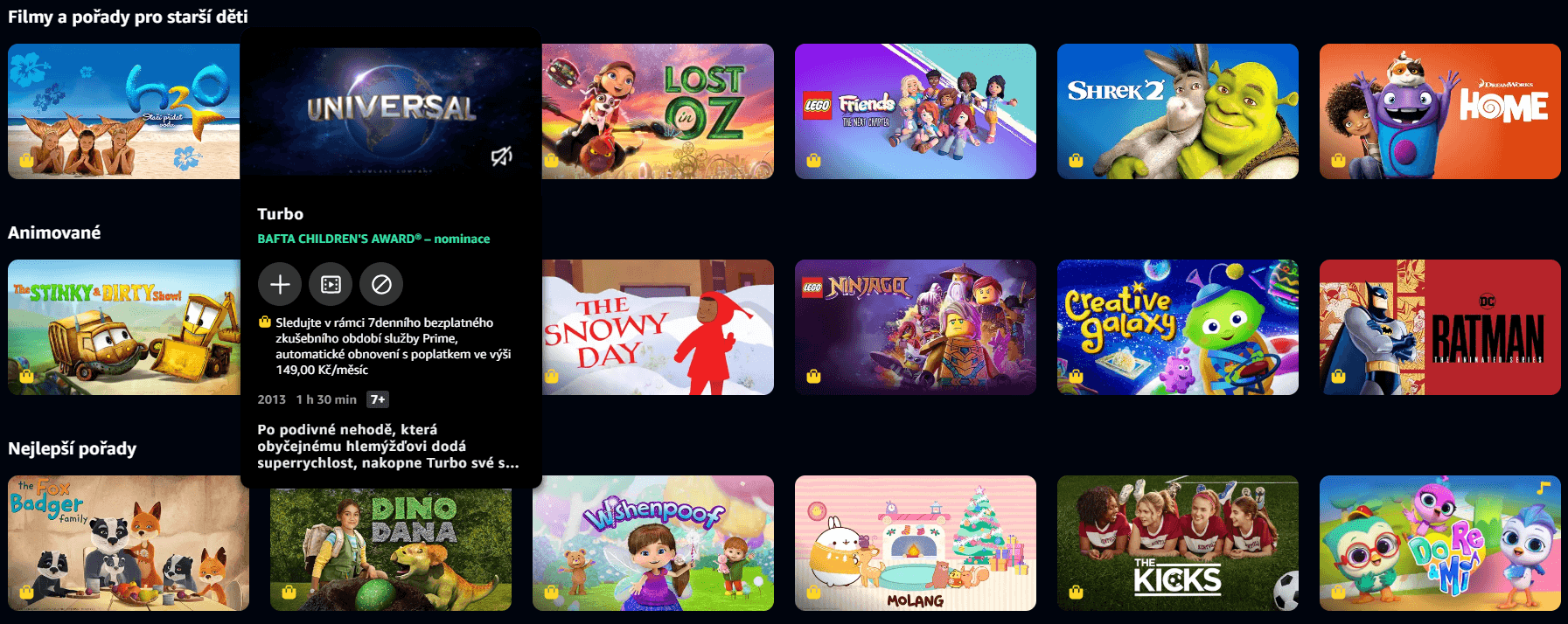 amazon prime video nabídka pro nejmenší