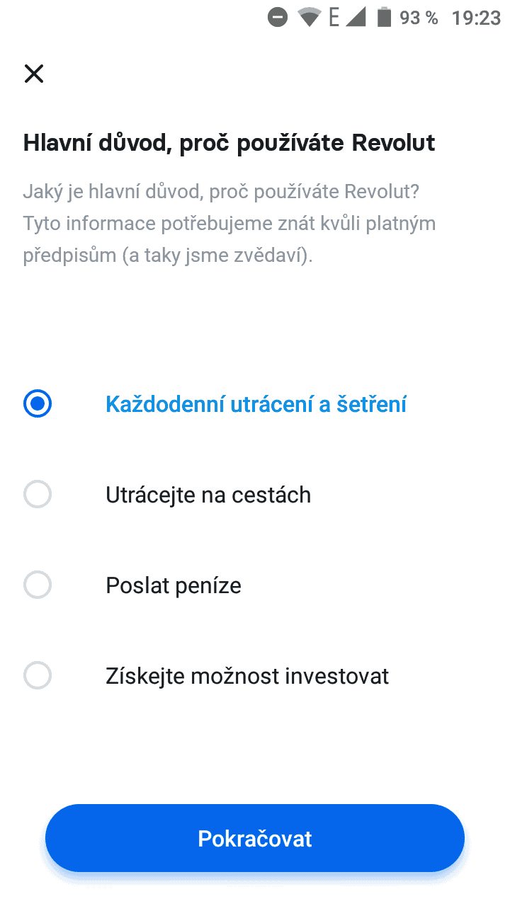 registrace na revolut