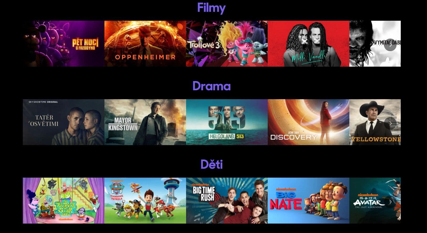 skyshowtime filmy a seriály